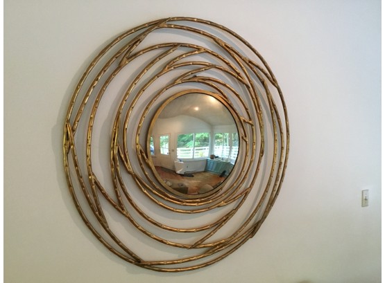 Gold Round Concave  Modern Wall Mirror