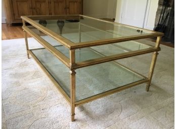 Gold Gilt  Iron 3 Tiers Glass And Metal  Coffee Table ( Retail 1,295 )