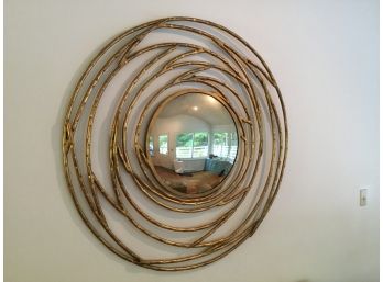Gold Round Concave  Modern Wall Mirror