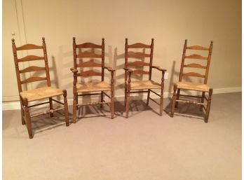 Set Of 4 Vintage Rush Seat Chairs