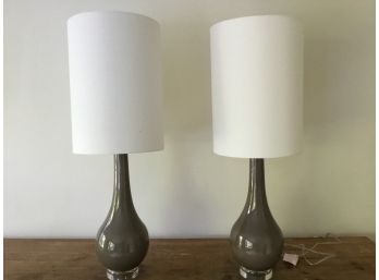 Pottery Barn Pair Of Table Lamps With Lucite Base