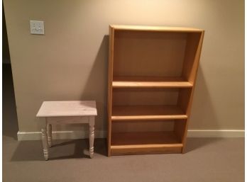 Small Bookcase And Distressed Side Table