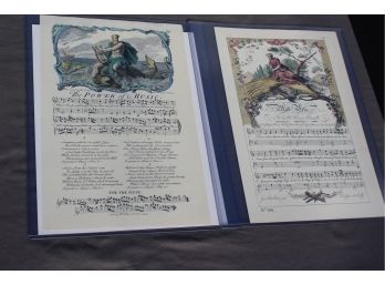 Lot #4 - 18th Century Songsheets Copperplate Prints Hand-Colored 1930s (2) 'The Power Of Music'