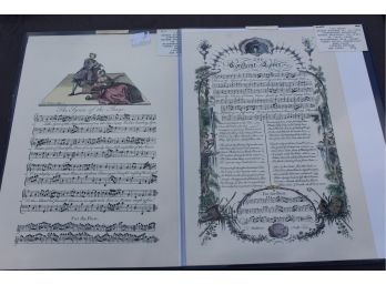 Lot #7 - 18th Century Songsheets Copperplate Prints Hand-Colored 1930s (2) 'The Constant Lover'