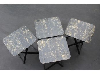 Incredible Set Of 4 Mid-Century Artex Butlerette Folding Tables & Stand