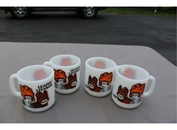 Set Of 4 Orphan Annie Ceramic Coffee Mugs By Glasbake