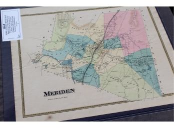 Lot #11 Vintage 19th Century Map Of Meriden Township CT - New Haven Co. 1868