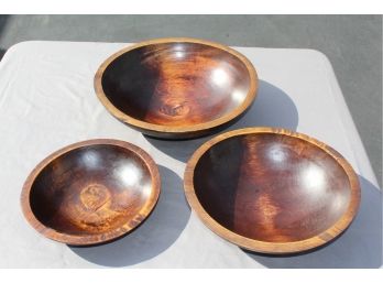 Gorgeous Set Of 3 Wooden Bowls From Vermont - Hand-turned