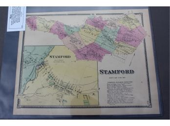 Lot #2 Vintage 19th Century Map Of Stamford, NY - Delaware Co. 1869