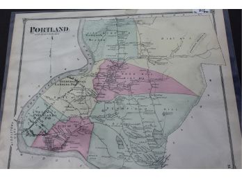 Lot #5  Vintage 19th Century Map Of Portland, CT -  Middlesex Co. 1874