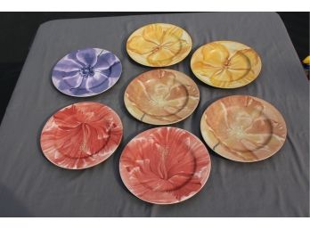 Awesome Set Of 7 'Watercolor Blooms' Dessert/Salad Plates Pier 1