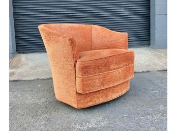 Vintage Curved Back Armchair On Casters With Original John Stuart Tags
