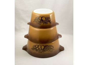Set Of Vintage Pyrex Nesting Bowls - Old Orchard Pattern