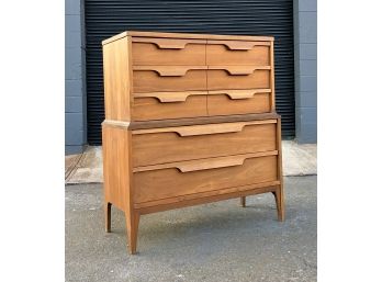 Mid Century Johnson Carper Walnut Tallboy Dresser