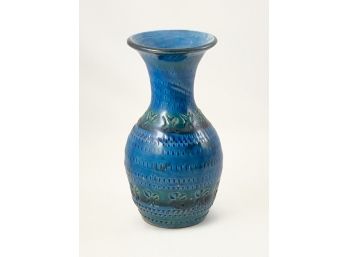 Mid Century Rimini Blue Bitossi Style Ceramic Vase - Made In Italy