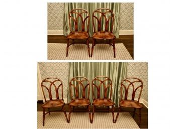 Set Of Six Tiger Wood Maple Dining Side Chairs