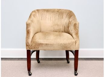 Club Chair With Wooden Base On Casters