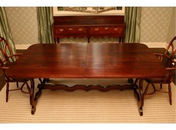 Substantial Wood Dining Room Table + Pads And Two Leaves