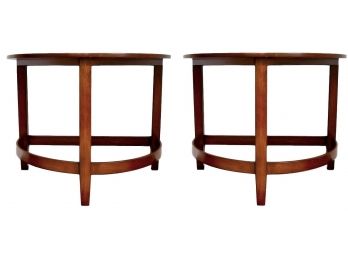 Pair Of Richard Mulligan Wood Demilune Tables