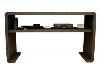 Made Goods Gustav Console In Charcoal Faux Linen (ORIGINAL RETAIL $3,600)