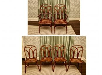 Set Of Six Tiger Wood Maple Dining Chairs