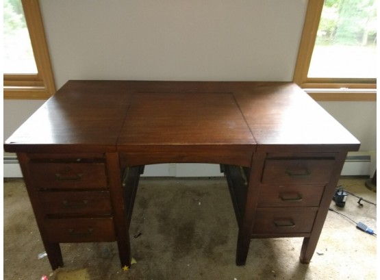 Handsome Vintage Desk With 90 Degree Rotating Top For Typing!