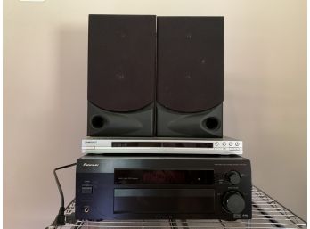 Sound & Vision...sony Cd/dvd Player, Pioneer Receiver &  Book Case Speakers (brand Unknown)