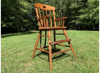Vintage Wooden High Chair With Heart Cut Out