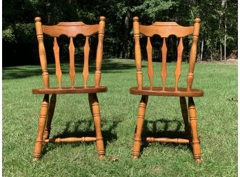 Pair Of Country Style, Traditional Wooden Chairs
