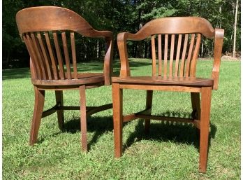 Pair (2) Of  Antique B.L. Marble Chair Co. Banker's Chairs