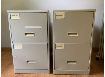 Pair (2) Classic Metal File Cabinets