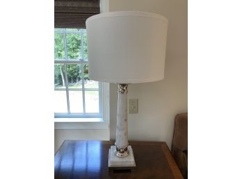 Pair Of Safavieh Marble & Chrome Table Lamps