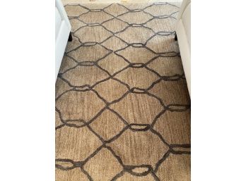 Wool Beige With Grey Motif Area Carpet