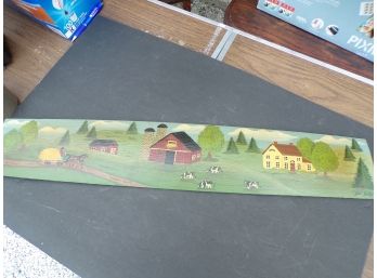 Nice Painting On Wood' Country Living' Signed By Artist