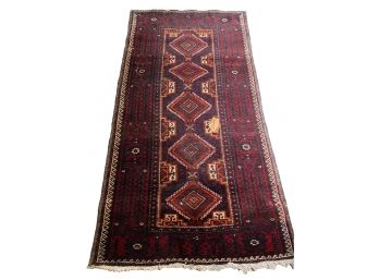 Deep Navy & Ruby Persian Wool Area Carpet   (PU# No 10 )