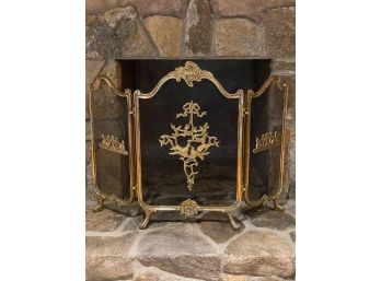 French Decorative Brass Fireplace Screen