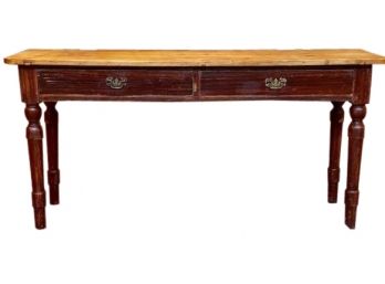 Rustic Pine French Country Console Table