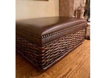 XMSize Pair Of Ralph Lauren Leather Wicker Ottomans
