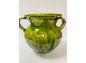 French Lime Painted Pottery Urn