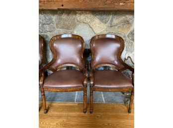 Set Of 6 Leather Dining Chairs By Artistica Designed In California