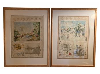 Pair Of Signed Lithographs