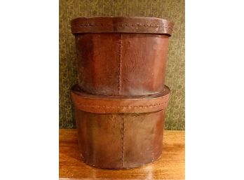 Pair Leather Hat Boxes