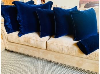Ralph Lauren Blue Velvet PR Of Euro Pillow & 1 Sham & 3 Deck Pillows