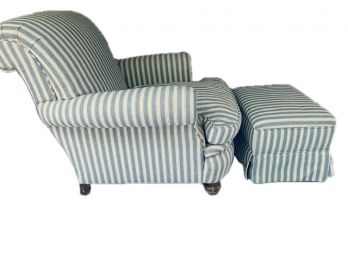 Blue & White Stripe Chair & Ottoman