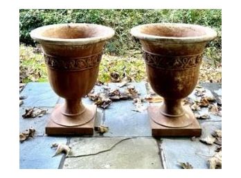 Pair Of Garden Urns From Shakespeare Gardens   HT  21”