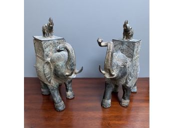 Pair Cast Elephants