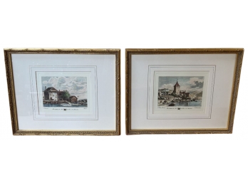 Set Six Framed French Country Scene Prints