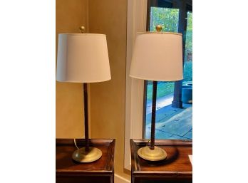 Visual Comfort Pair Braided Leather Table Lamps