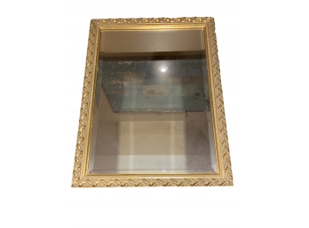 Beautiful Wall Mirror In Gold Gilt Wood Frame W/Bevel Edge