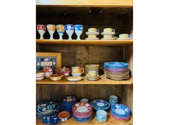 Solimene Italian Large Grouping Of Italian Dining Plates, Serving Dishes, Glasses, Cups, Bowls Etc